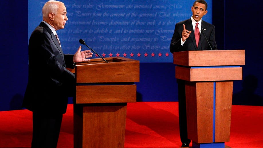 John McCain and Barack Obama at debate