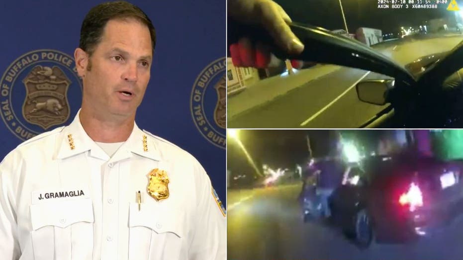 Police officer clinging to speeding car shoots fleeing suspect dead, with terrified child in passenger seat