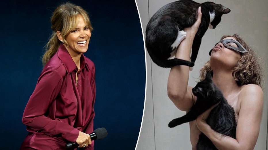 Halle Berry poses topless with her cats to celebrate 20th anniversary of 'Catwoman'