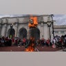Effigy of Netanyahu burns
