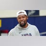 Kevin Durant looks on