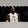 LeBron James looks on