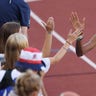 Yared Nuguse celebrates