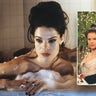 Actress Estra Terblanche sits in a bathtub and acts on TV show.