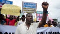 People protest against the economic hardship on the street in Lagos, Nigeria, Friday, Aug 2, 2024. - Fox News