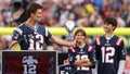 Former New England Patriots quarterback Tom Brady stands with his daughter, Vivian during a ceremony honoring Brady at halftime of New England's game against the Philadelphia Eagles at Gillette Stadium on September 10, 2023 in Foxborough, Massachusetts. - Fox News