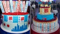 These giant 1,000-pound cheesecakes from Eli's Cheesecake were on display and later fed to guests at the Democratic National Convention media party (left) and welcome party for delegates (right). - Fox News