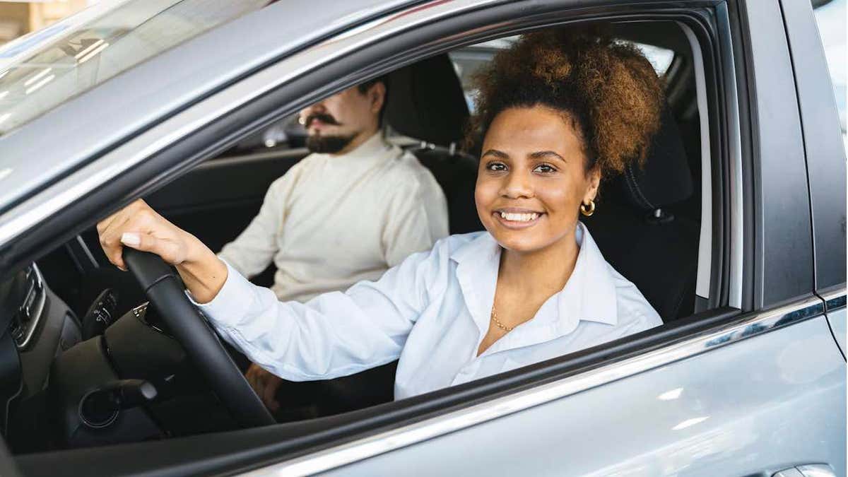 woman in car