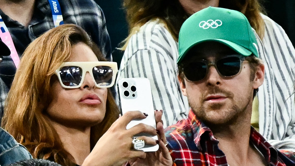 Eva Mendes and Ryan Gosling at the 2024 Olympic Games in Paris