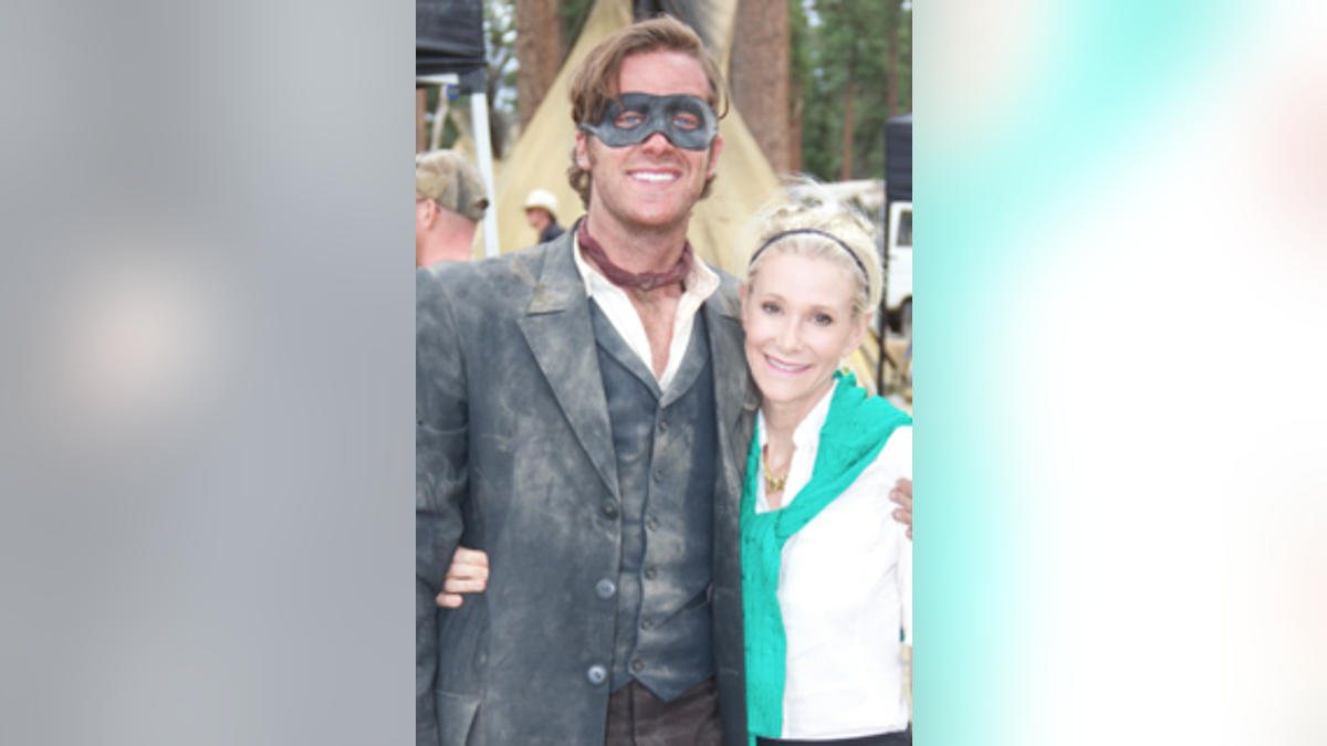 armie hammer with his mom dru on the lone ranger movie set