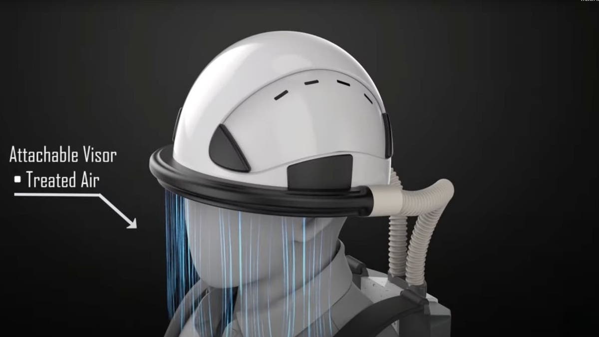 A helmet using a curtain of air could make face masks obsolete