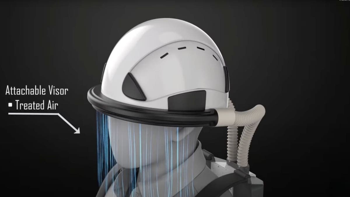 A helmet that uses an air curtain can make the face mask obsolete