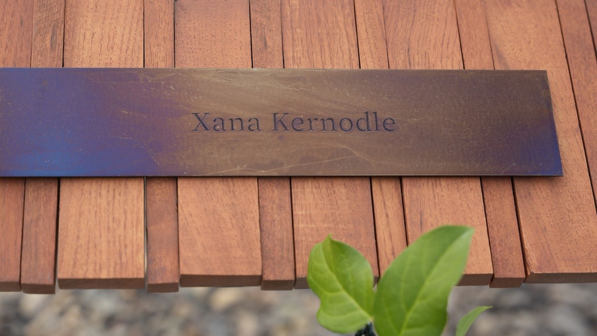 Xana Kernodle's name is displayed on the monument at the Vandal Healing Garden at the University of Idaho.