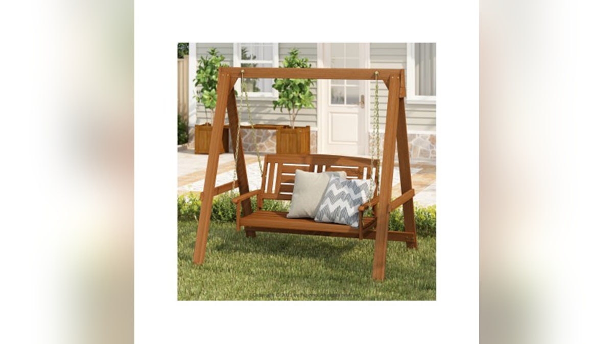 Relax on a durable outdoor swing.?