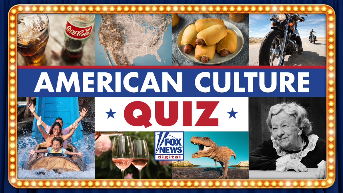 Quiz-Collage zur amerikanischen Kultur, verschiedene Bilder