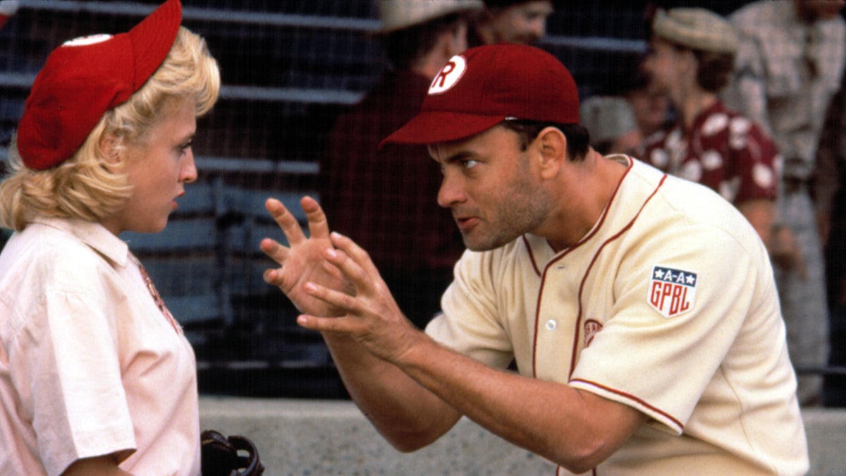 Tom Hanks and Bitty Schram in a scene from “A League of Their Own”