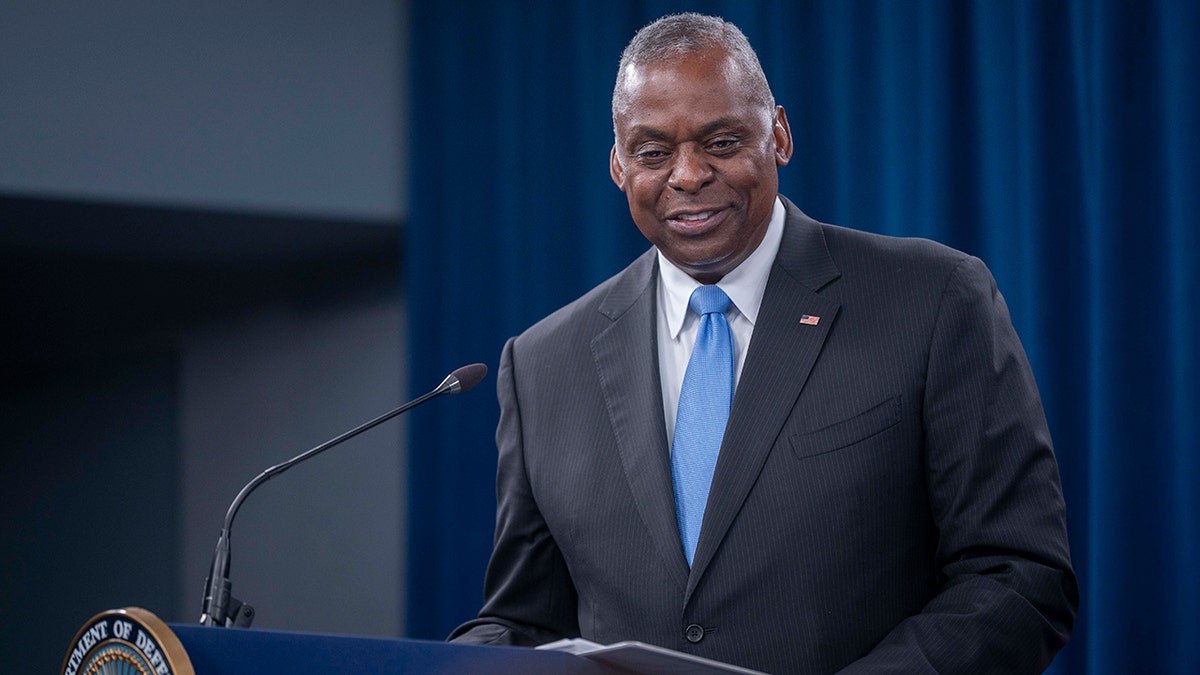 US Secretary of Defense Lloyd Austin smiles