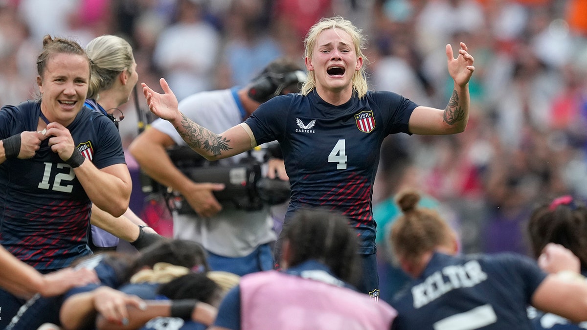 Sammy Sullivan cries after winning the Olympics