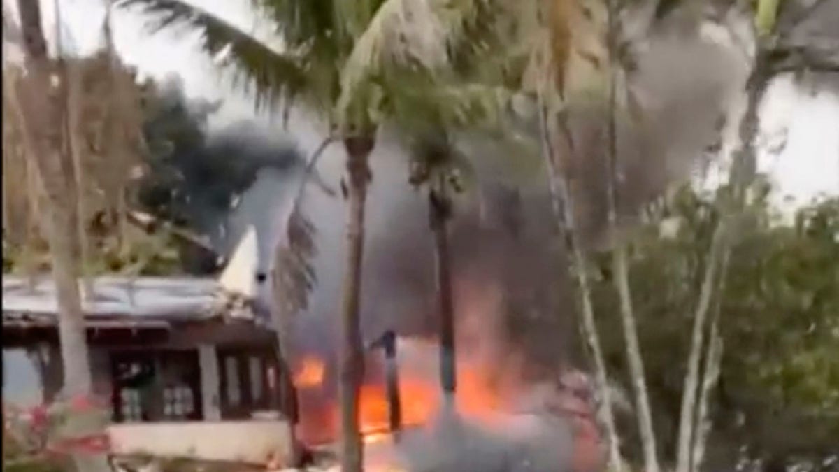 Fire after plane crash in Brazil