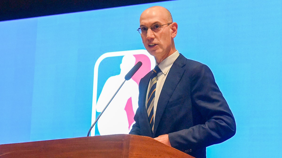 Adam Silver speaks at lectern