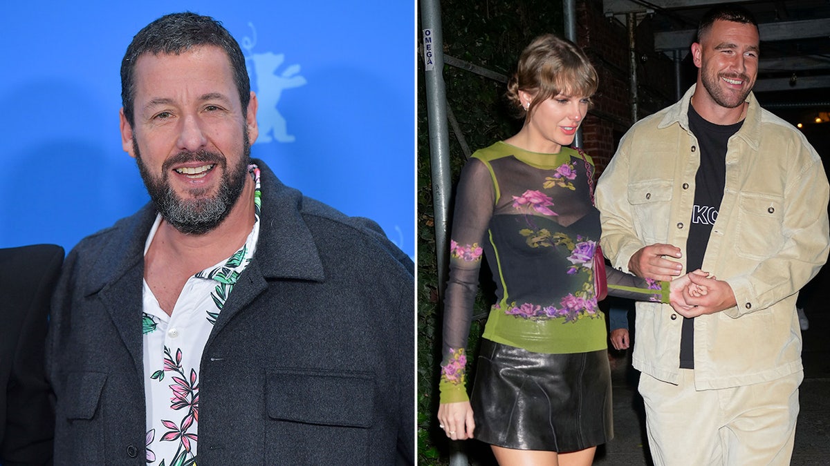 Fotos paralelas de Adam Sandler y Taylor Swift y Travis Kelce