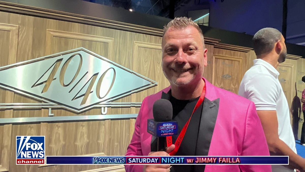 Jimmy Failla in a pink jacket