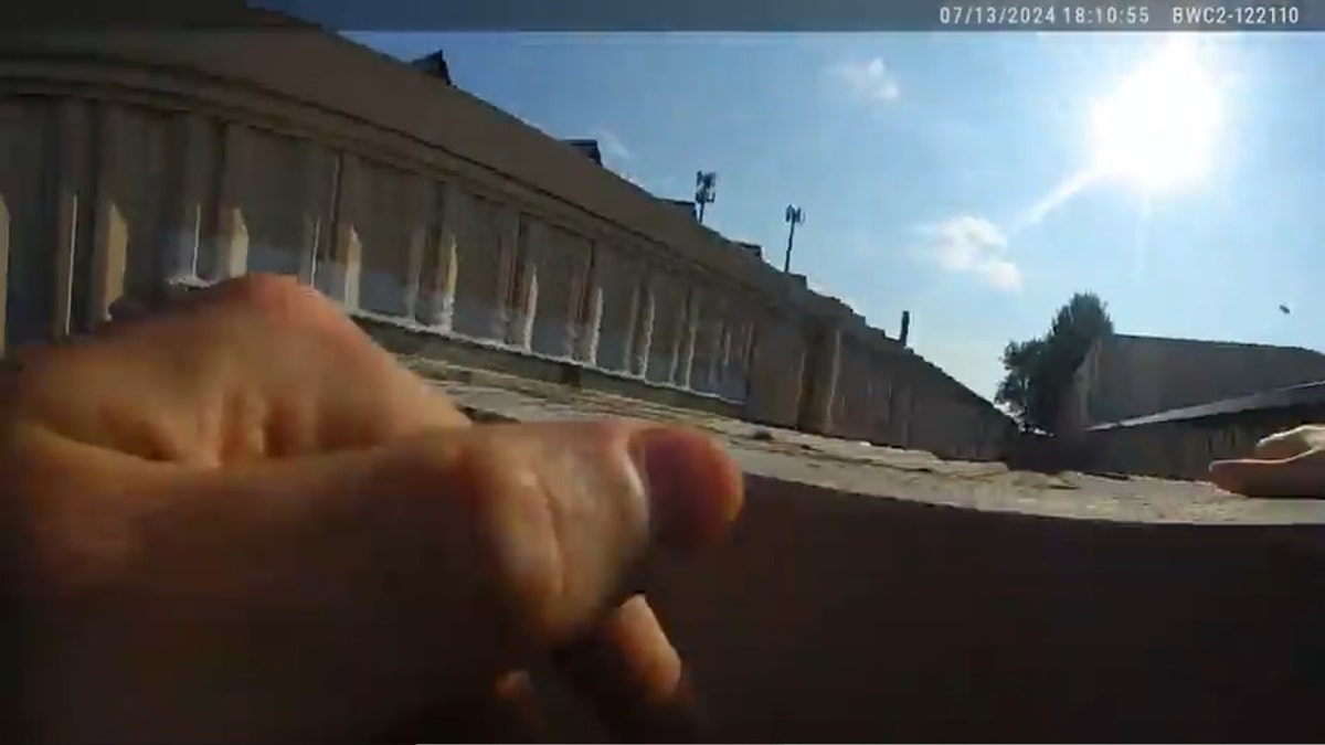 Bodycamera footage shows an officer spotting Thomas Crooks on the roof of the AGR building seocnds before he opened fire.