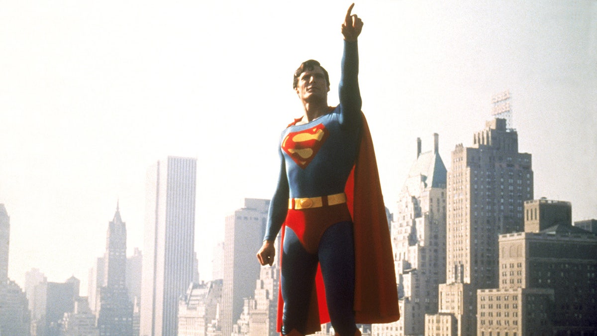 A photo of Christopher Reeve as Superman