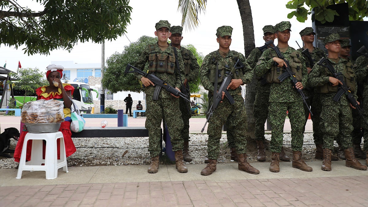 Members of the Colombian military on the street