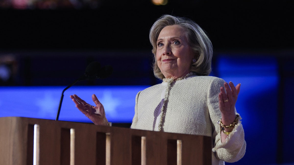 Hillary Clinton speaks on the first day of the Democratic National Convention