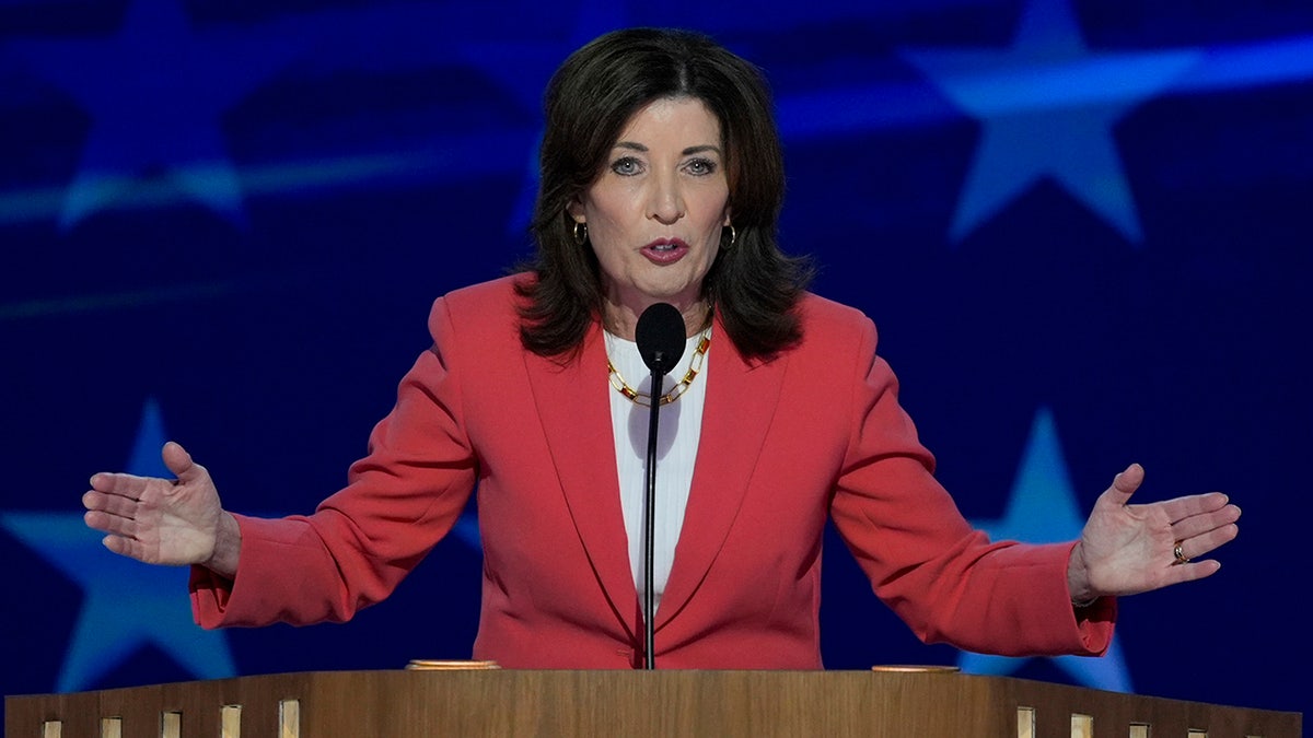 New York Governor Kathy Hochul speaks during the Democratic National Convention