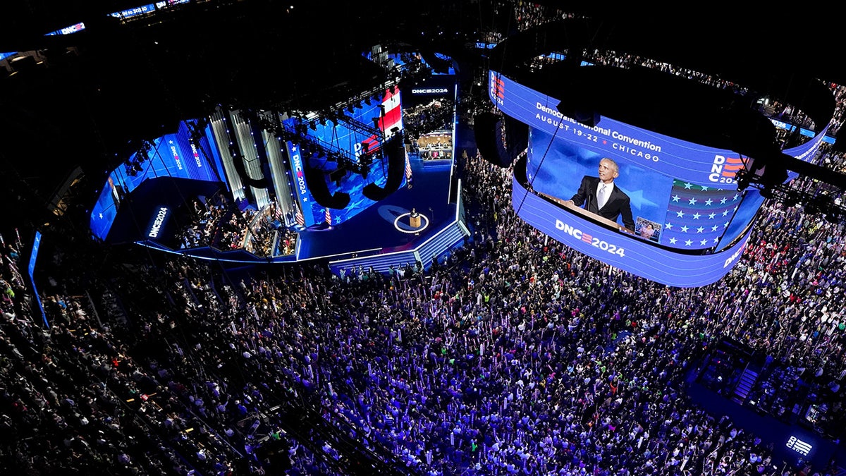 Barack Obama speaks during the Democratic National Convention