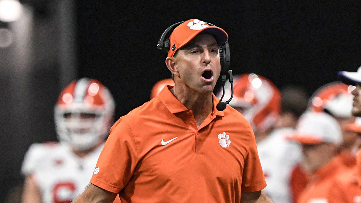 Dabo Swinney reacts to the call