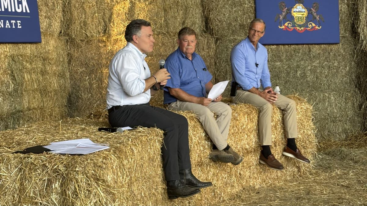 Sen. John Thune on straw bales campaigning in Pa. with Dave McCormick