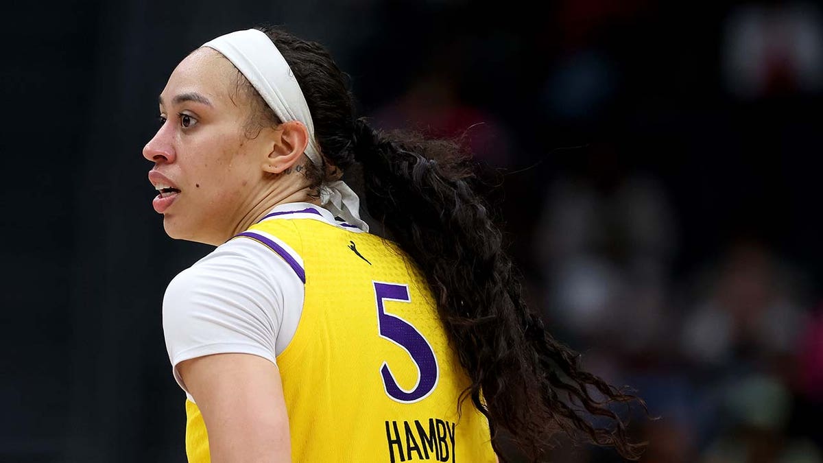 Dearica Hamby looks on during a WNBA game