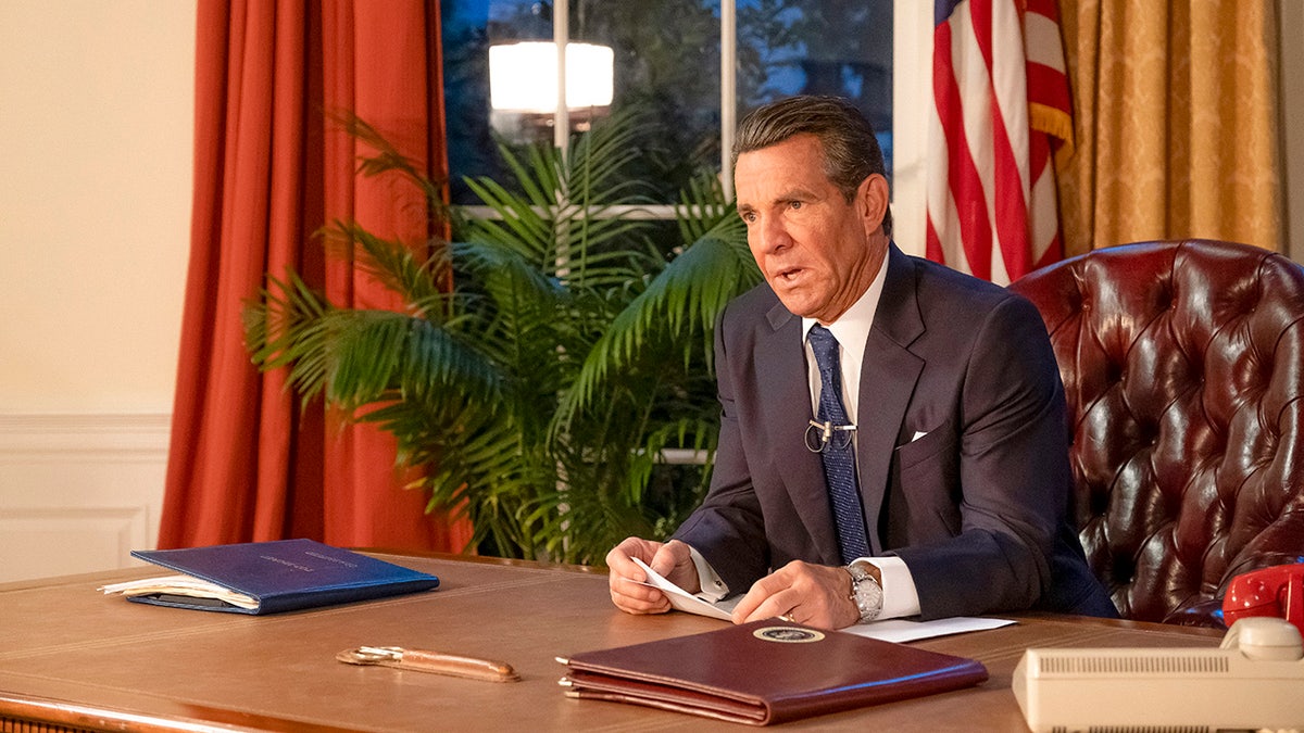 Dennis Quaid in his role as Ronald Reagan in the Oval Office