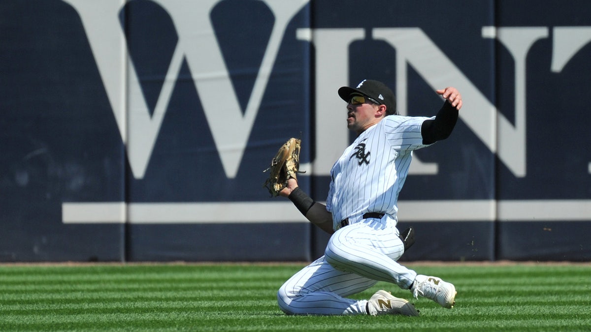 Dominic Fletcher makes a sliding catch