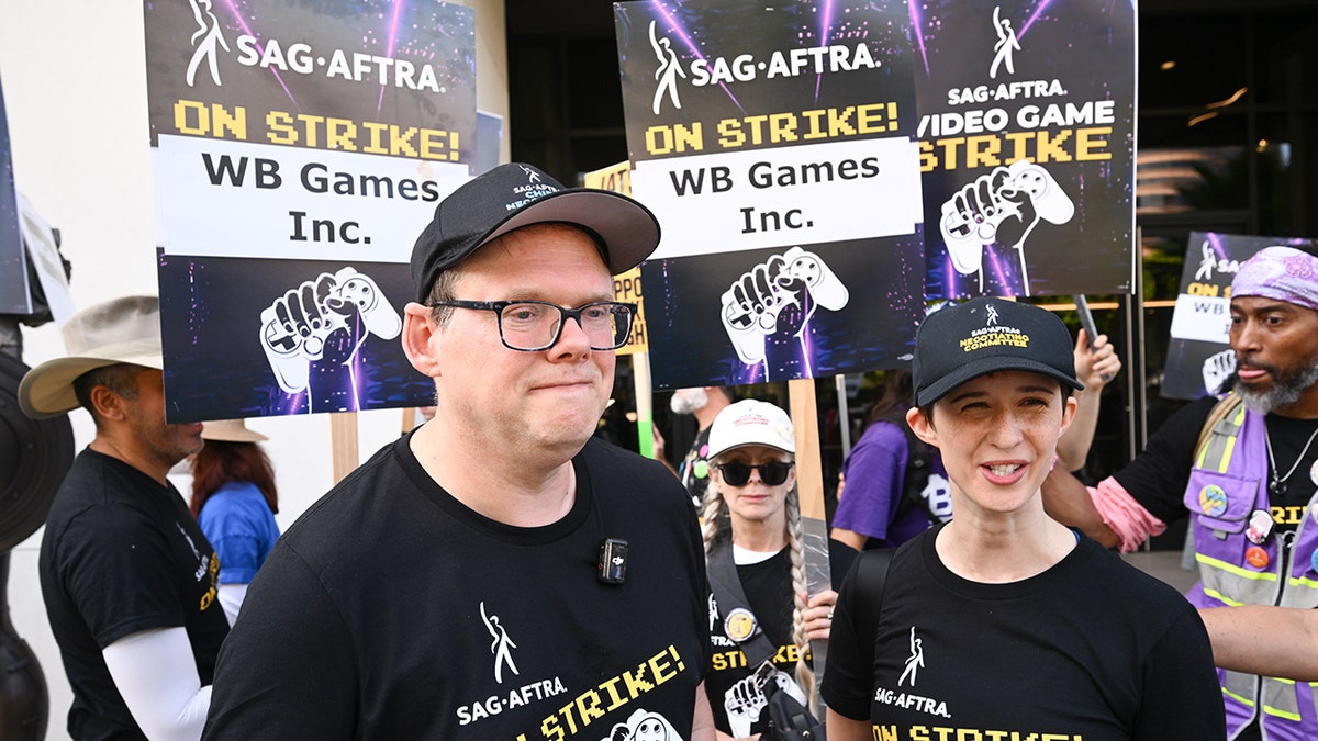 Duncan Crabtree-Ireland on the picket line with the video game strike