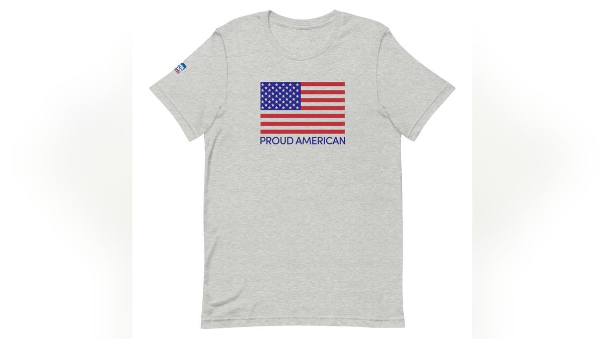 Embrace your patriotic spirit with this Proud American t-shirt. 