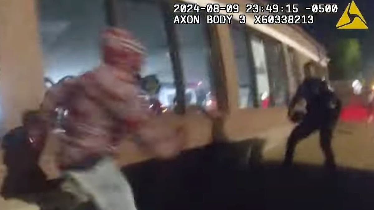 Screenshot of suspect attacking Ferguson police officer Travis Brown 