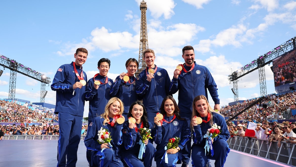 Members of the U.S. Olympic figure skating team.