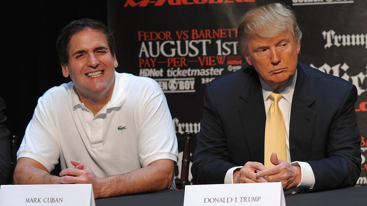 Mark Cuban and Donald Trump astatine a property conference