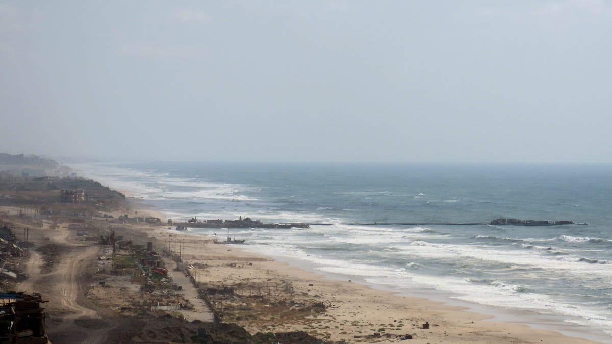 This picture shows the floating pier after it was damaged by rough weather in May.