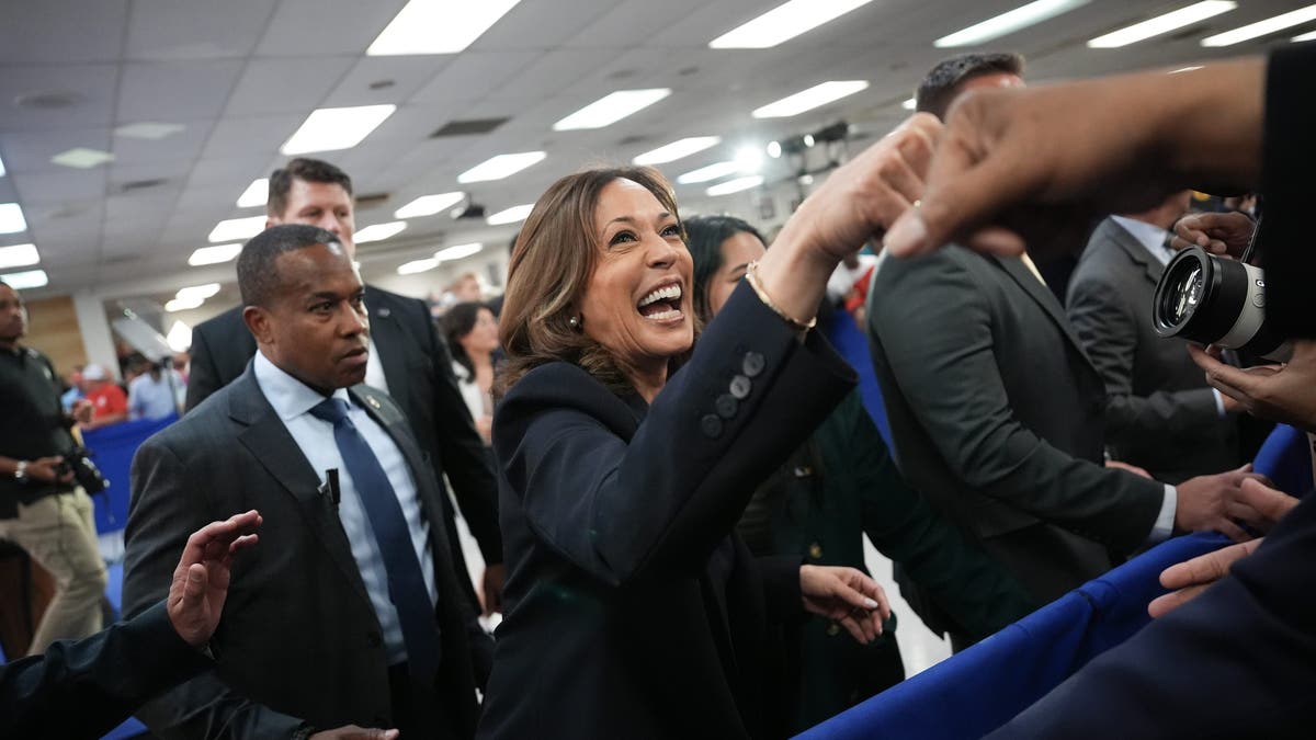 Kamala Harris greets supporters