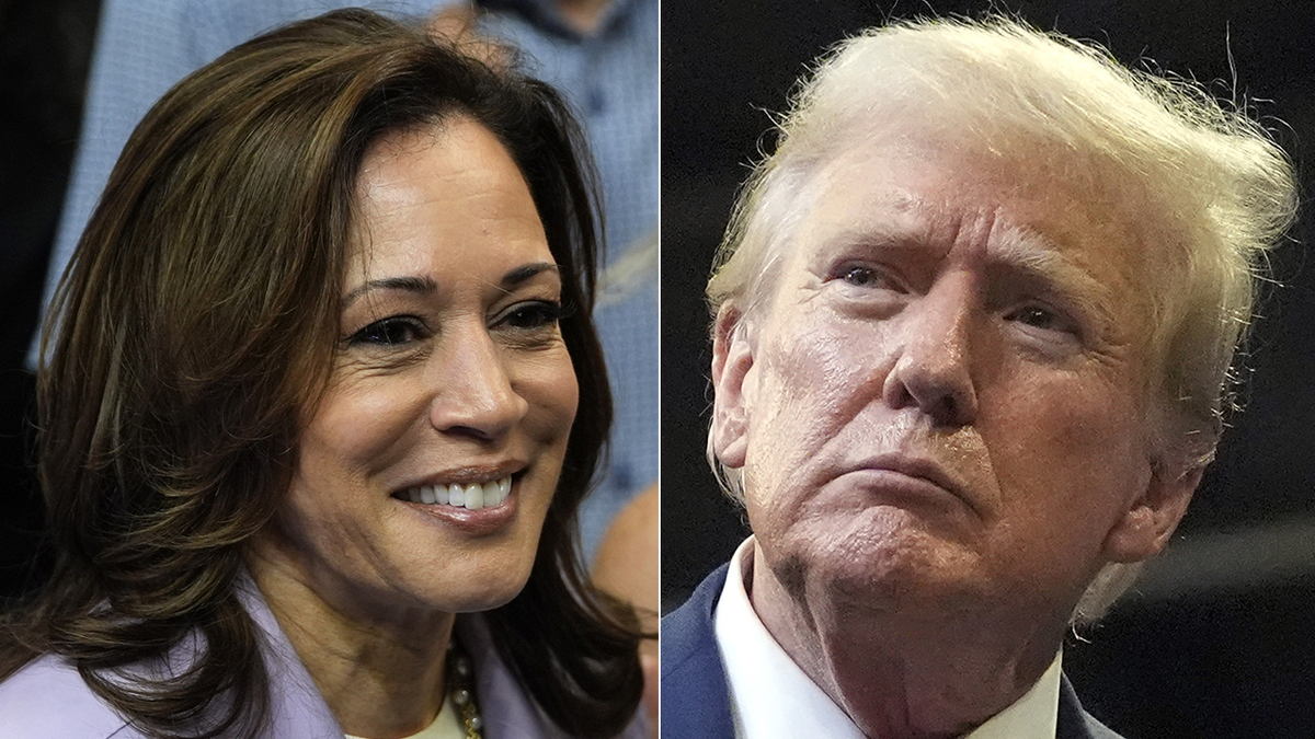 Kamala Harris y Donald Trump en una foto dividida izquierda-derecha