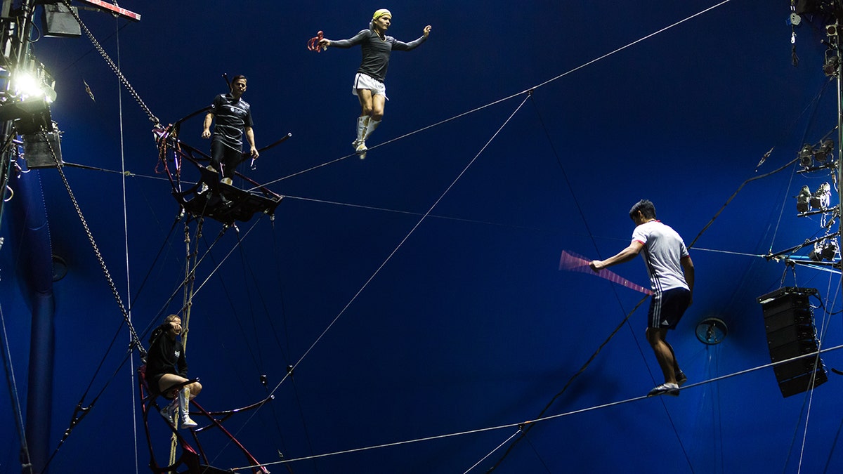 Rehearsal of the Cirque du Soleil show Kooza