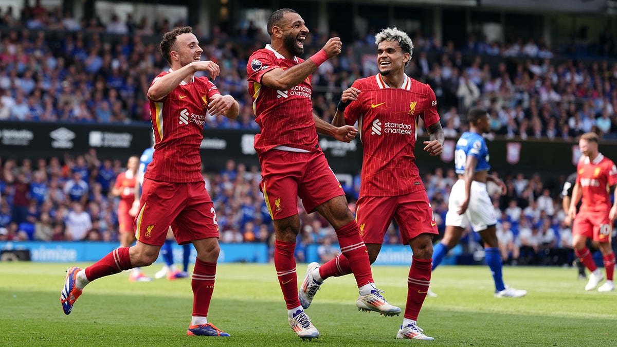 Mohammed Salah celebrates