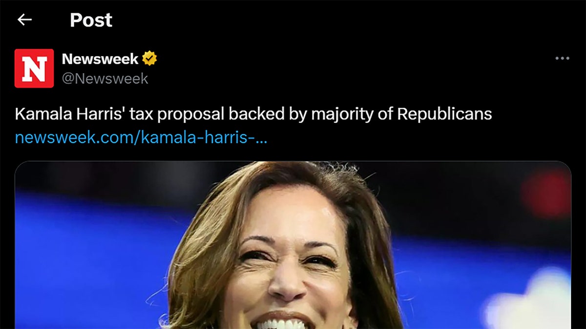 Newsweek X post on Kamala Harris