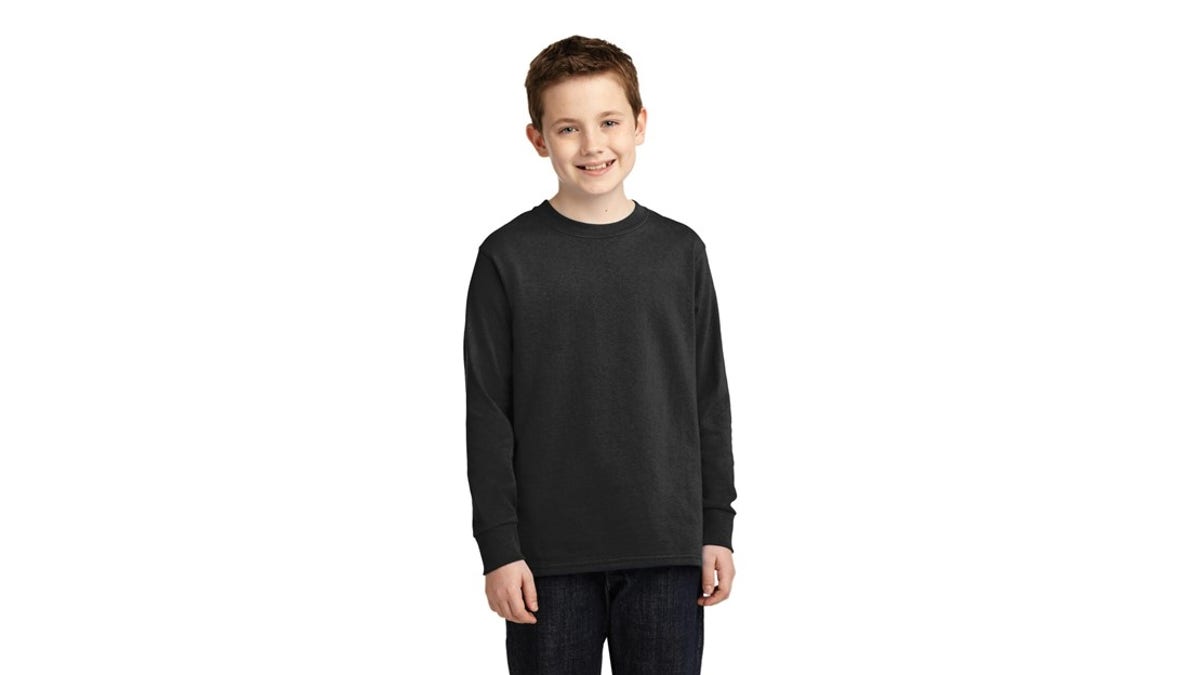 A unisex black long-sleeve shirt makes the ideal base for a witch or wizard costume.?