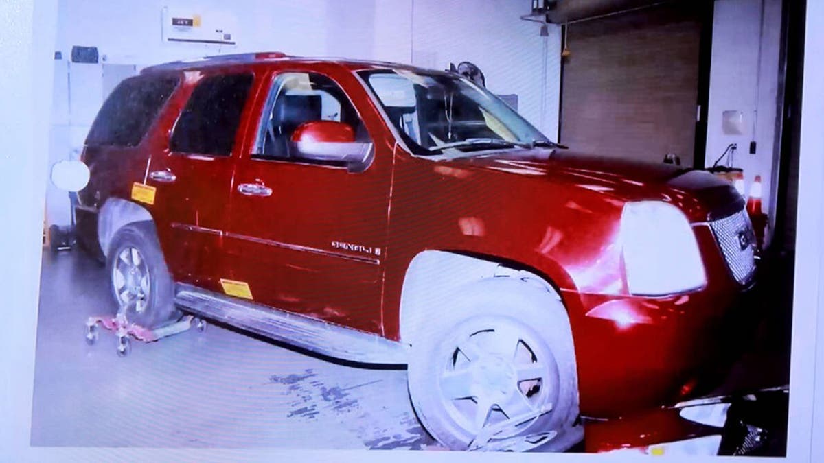 An evidence photo of Robert Telles' Yukon Denali during the trial